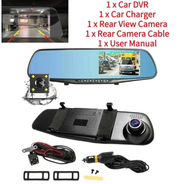 Dual Lens Automobile Data Recorder Loop Recording 4.3 Inch Car Video Recorder Parking Monitor Auto Video Camera Motion Detection
