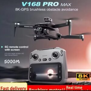 New V168 MAX LCD Screen RC FPV Drone 8K HD Camera 5G WIFI 360° Obstacle Avoidance GPS Drone Brushless RC Quadcopter Toys Dron