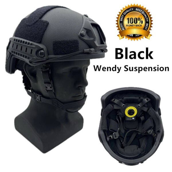 ( Wendy Army Black ) ( FRP Quality) Ballistic ACH High Cut Tactical Helmet Kevla High Quality Ballistic Helmet NIJ IIIA FAST Wendy's Suspension Pad Ballistic Helmet
