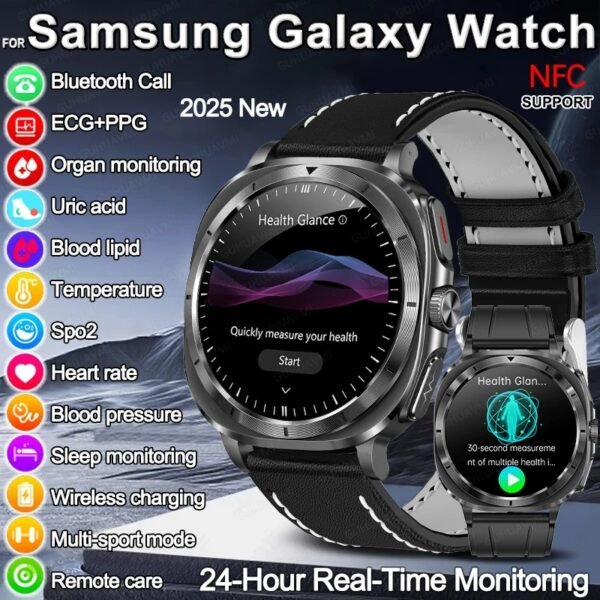 2025 New For Samsung Galaxy Watch 7 Blood Lipids Uric Acid Blood Pressure Body Analysis Smart Watch ECG+PPG Clock Smartwatch Men