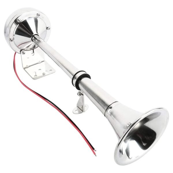 12V Polished Stainless Steel Single Trumpet Horn Low Tone for Marine Boat Truck Lorry Caravan RV New - Image 2