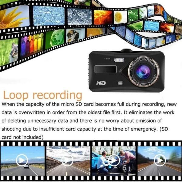 ( Color: Touch double lens ) 4 Inch Touch Screen High Definition Dual Lens 1080P Dash Cam With WIFI Reverse Image Mobile Phone App Integration - Image 2