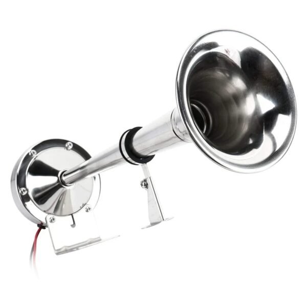 12V Polished Stainless Steel Single Trumpet Horn Low Tone for Marine Boat Truck Lorry Caravan RV New - Image 3