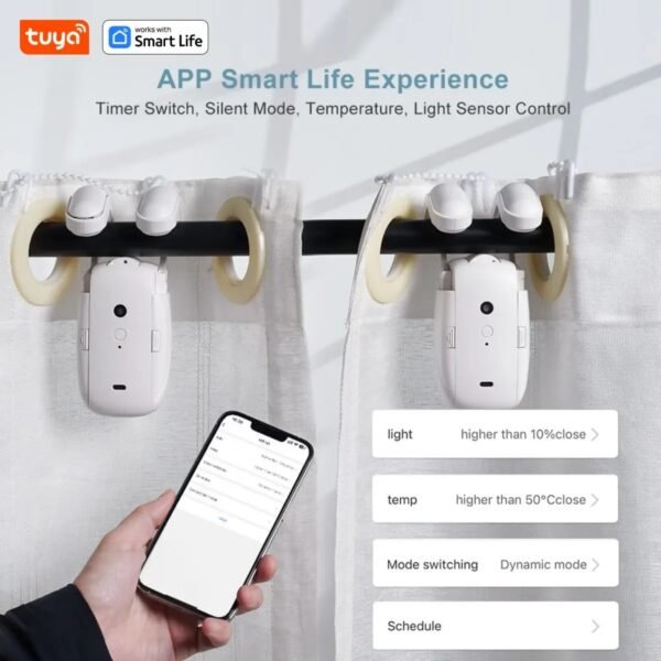 ( Color: 3-in-1-Roman-DoubleB ) Tuya Smart Curtain Robot, Intelligent 3-in-1 Control Tuya App/Remote/voice control（Alexa Google Siri） For Roman Rod Track - Image 6