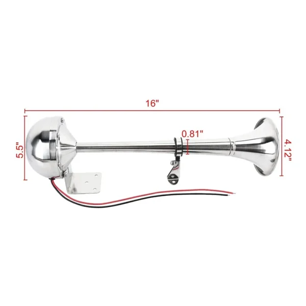 12V Polished Stainless Steel Single Trumpet Horn Low Tone for Marine Boat Truck Lorry Caravan RV New - Image 6