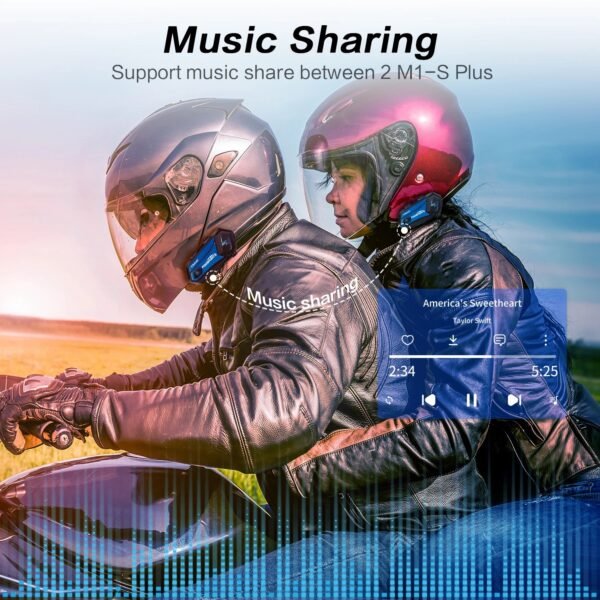 Fodsports M1-S Plus Motorcycle Intercom Helmet Bluetooth Headset 10 Riders 2000M Interphone Communicator,FM Radio,Music Share - Image 3
