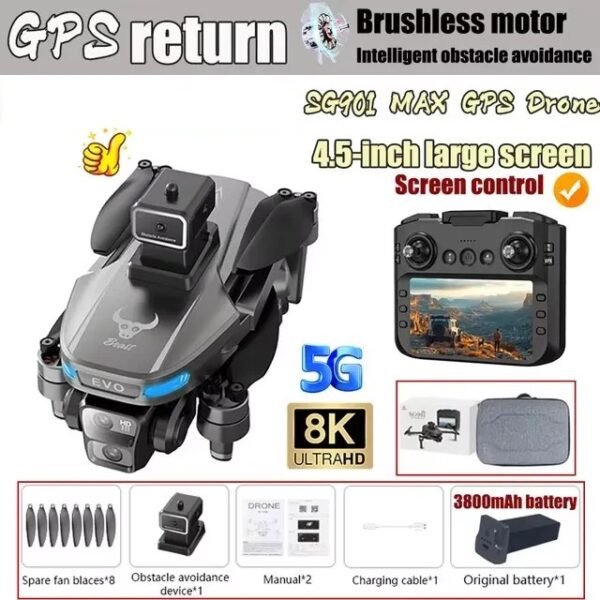 New SG901 MAX Drone Professional 4K Camera Aerial FPV Brush Avoiding Obstacle with Large Screen Remote Control Folding Dron - Image 8
