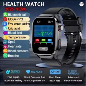 2025 New ECG+PPG Accurate Measure Heart Rate Smart Watch Men Blood Pressure Lipids Uric Acid Bluetooth Call Health Smartwatches