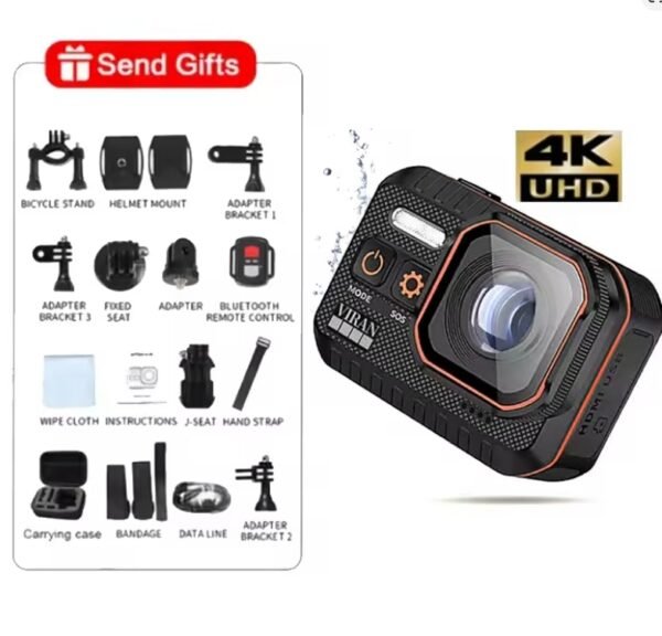 (Only cam)4K Mini Camera Waterproof Sport Camera 60FPS With Remote Control Screen drive recorder Sports Camera Helmet Action Cam - Image 5