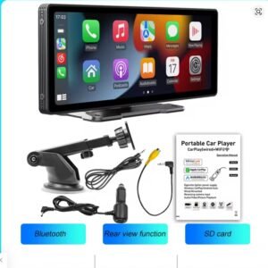 B5303 BQCC 10.26 Inch Portable Wireless Carplay Screen HD Rear Reversing Camera Car Radio DVR MP5 Multimedia Video Player Android Auto