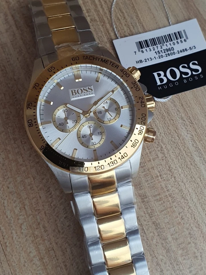 NEW HUGO BOSS IKON HB1512960 GOLD/SILVER CHRONOGRAPH QUARTZ MENS WATCH