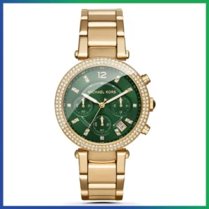 New Genuine MICHAEL KORS MK6263 Parker Gold Chrono Green Dial Luxury Women Watch