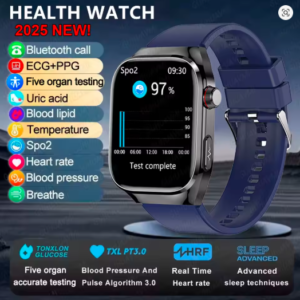 2025 New ECG+PPG Accurate Measure Heart Rate Smart Watch Men Blood Pressure Lipids Uric Acid Bluetooth Call Health Smartwatches