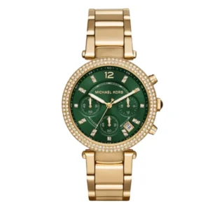 Michael Kors Parker Gold Stainless Steel Green Dial Chronograph Quartz Watch for Ladies - MK-6263