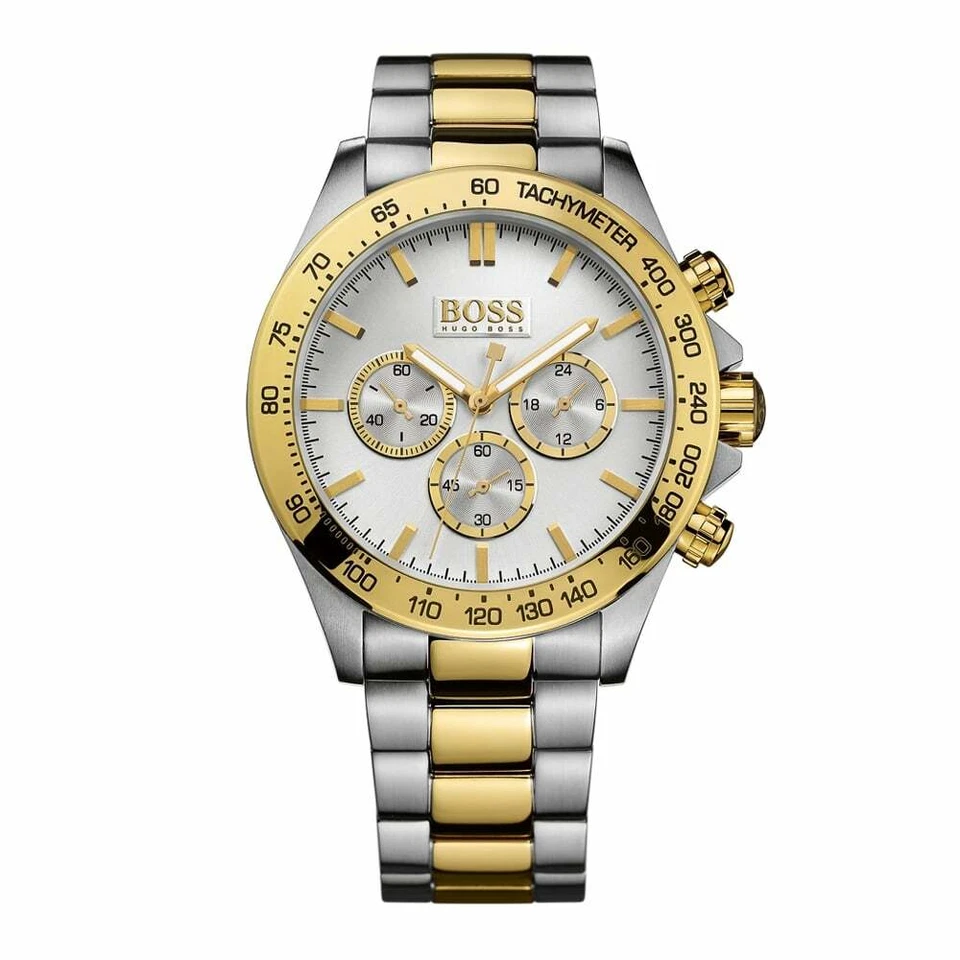 NEW HUGO BOSS IKON HB1512960 GOLD/SILVER CHRONOGRAPH QUARTZ MENS WATCH